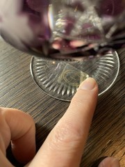 2 (pair) Lead Crystal Colored Glass Cut-To-Clear Goblets Glasses Amethyst NWT