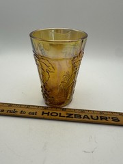 Indiana Harvest Grape Carvinal Glass Marigold 4″ Juice Glasse