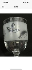 MCM Vintage (4) Libbey Silver Maple Leaf Frosted Water Tea Wine Goblet Glasses