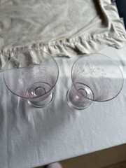 Vintage Set of 2 Lenox Heather Pink Etched Crystal Glasses 6”