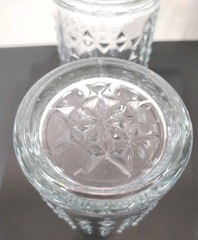 Highball Glass Tumblers, Set of 2, Triangle Cut w Star Bottom, Heavy, MCM, VTG