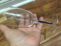 Rare Vintage Signed/stamp Murano Blown clear Wine Glass 6.5″ blue art fillament