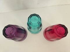 3 Pasabahce Palaks Vintage Jewel Tone 4.25″ Drinking Juice Glasses FREE SHIPPING