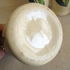 Lot 4 Vtg Puritan Pottery Ceramic Tumbler Apple Pattern Handpainted USA 4 5/8″