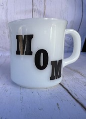 Vintage Anchor Hocking Mom White MILKGLASS Coffee Mug Mother’s Day