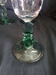 Set Of 4 VTG Cristal D’arques Durand Siesta Clear/Green Margarita Glasses 10oz.