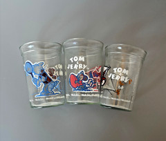 3 TOM & JERRY Cartoon Juice Glasses Animated Cat Mouse Welch’s Promo Vtg 1990-91