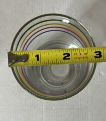 4 Vintage Ring Ding Red Blue Green Yellow Stripe 5 1/2″ Glass Tumblers