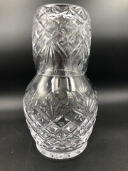 Vintage Crystal Clear Glass Tumble Up Water Bedside Decanter and Cup- R