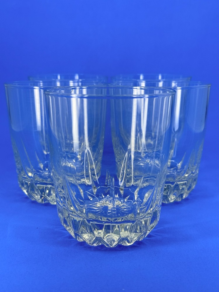 5 Cristal d’Arques Durand CHANTELLE Crystal On The Rocks Glasses France Tumblers