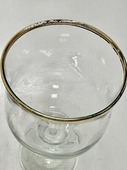 Vintage Wine Glasses Goblets Set Of 2 7” Elegant Gold Trim Bar Classic