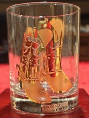 Vintage Culver 22k Gold Boots Laredo Double Old Fashioned Rocks Glasses USA MCM
