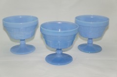 Jeannette Doric Delphite Blue (3) Sherbet or Dessert Bowls, 3 1/2″