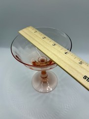 Vintage Fry Glass Pink 💕 Straight Optic 5 1/8″ Saucer Champagnes EUC Pretty