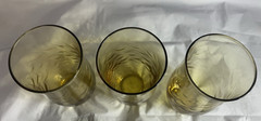 Set 3 Vintage Unbranded Amber Honeycomb Gold Yellow Drinking Glasses 6″
