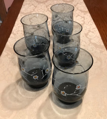 Vintage Libbey Dogwood Smokey Blue Juice/Water Glasses 12oz Each Set of 5