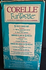 Corelle Funtastic Set Christmas Bears Carafe W/ Lid & 4 Juice Glasses 1996 & Box