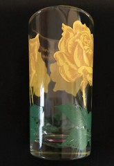 Vintage Boscul Hybrid Tea Rose Peanut Butter Glass, Yellow Lettering