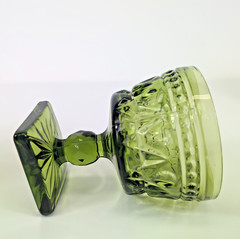 8 Indiana Glass Park Lane Wine Water Sherbet Dessert Goblets 70s Avocado Green