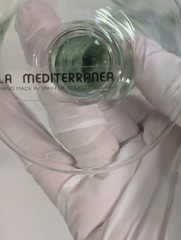 la mediterranea Set/9 Hand blown Green Wine, Beer, Water Goblets NEW!