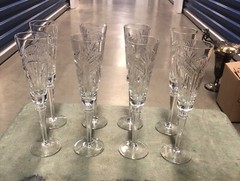 set of 8 Mint condition Lenox 10” crystal toasting flutes Dawn Of Millennia