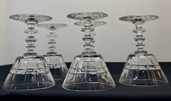 5 Libbey Rock Sharpe Crystal Spear & ring ‘rugby’ Sherry/dessert Hocks