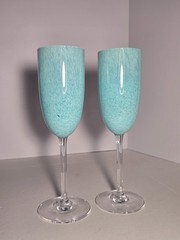 2 Union Street Glass Champagne Flutes Lavender Cobalt Aqua You Choose