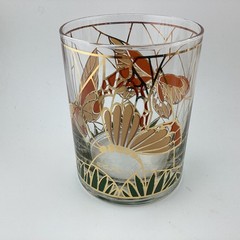 Culver Ltd 22k Butterfly Stained Glass Lowball & Highball Glasses Set of 4