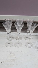 Seneca Crystal Wheel Cut, Polished & Etched Claret Wine Goblets