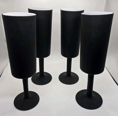 4 Carlo Moretti Black & White Cased Glass Frosted Champagne Flutes (As-Is)