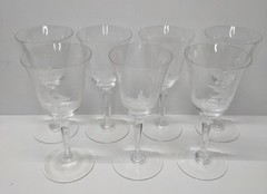 READ Set of 7 Queen Lace Crystal Kenyan Animals Claret Wine Water Glasses 6.25″