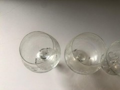 4 Vtg Bohemian Crystal Cascade Snifters Brandy Etched Swag Knob Stem Panel Base
