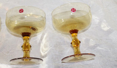Vintage set of 4 amber likely Italian Art Glass hand blown 1960s-1970s
