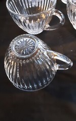 9 Vintage Ribbed Glass Punch Bowl Cups Mid-Century Modern Style