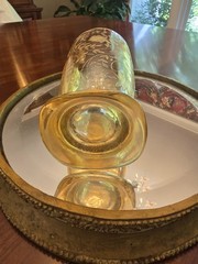 Jeannette Glass FLORAGOLD LOUISA Marigold Iridescent 15 oz Water Tumbler