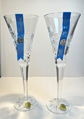 2 Waterford Crystal Snowflake Wishes Goodwill 3rd Edition Champagne Flutes 10.5″