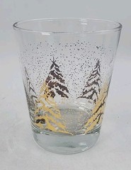 Dansk Vtg Golden Pines 12 0z Double Old Fashioned Glasses Christmas Holidays