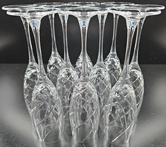 (10) Cristal D’Arques Junon Fluted Champagne Set Crystal Cut Clear Stemware Lot