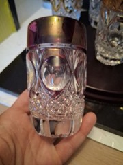 Vintage Set Of 6 Hofbauer Crystal Harlequin Long Drink Highballs Glasses. Nice