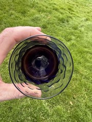 Vintage Black Sheep Studio Art Glass Tumbler 1991 Leslie Wilton Blue Wave Optic