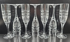 7 Ralph Lauren Cocktail Party Fluted Champagne Set Crystal Clear Stemware RL Lot