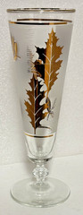 Libbey Gold Leaf Foliage Frosted Pilsner Glass 1970’s ~ 10 oz ~ 8.5″ ~(Set of 4)