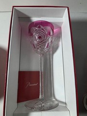 Baccarat Crystal LAGNY Pattern Rose Cut to Clear Rhine Hock Wine Glass 8″ H BOX