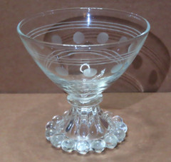 Vintage Anchor Hocking Glass Etched Polka Dot Glassware Champagne Sherbert Glass