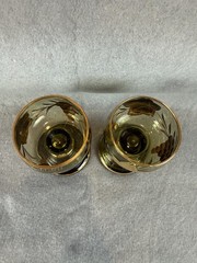 Vintage German Roemer Green Glass Wine Goblets Gold Grapevine Gilt Hand Blown