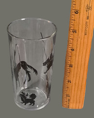 Vintage Art Deco Style Set Four Glasses Tumblers Clear W/Black Dog Silhouettes
