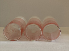 3 Tumblers Ombre Textured Peach Pink White Striped Glassware Handblown Vintage