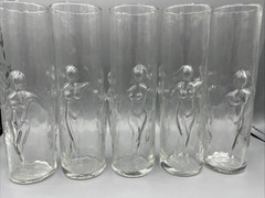Vintage Libbey “La Femme” Highball Cocktail Ice Tea Glasses 9”h -3 Poses Nude