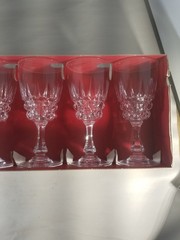 Pompadour Vintage 6 Lead Crystal Glasses 25cl. 8.5 oz. Cristal d’Arques France