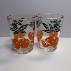 Set of 2 Vintage Anchor Hocking Orange Juice Glasses